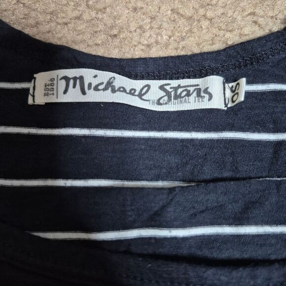 Michael Stars Navy and White Striped Tank Top One Size - Picture 3 of 4